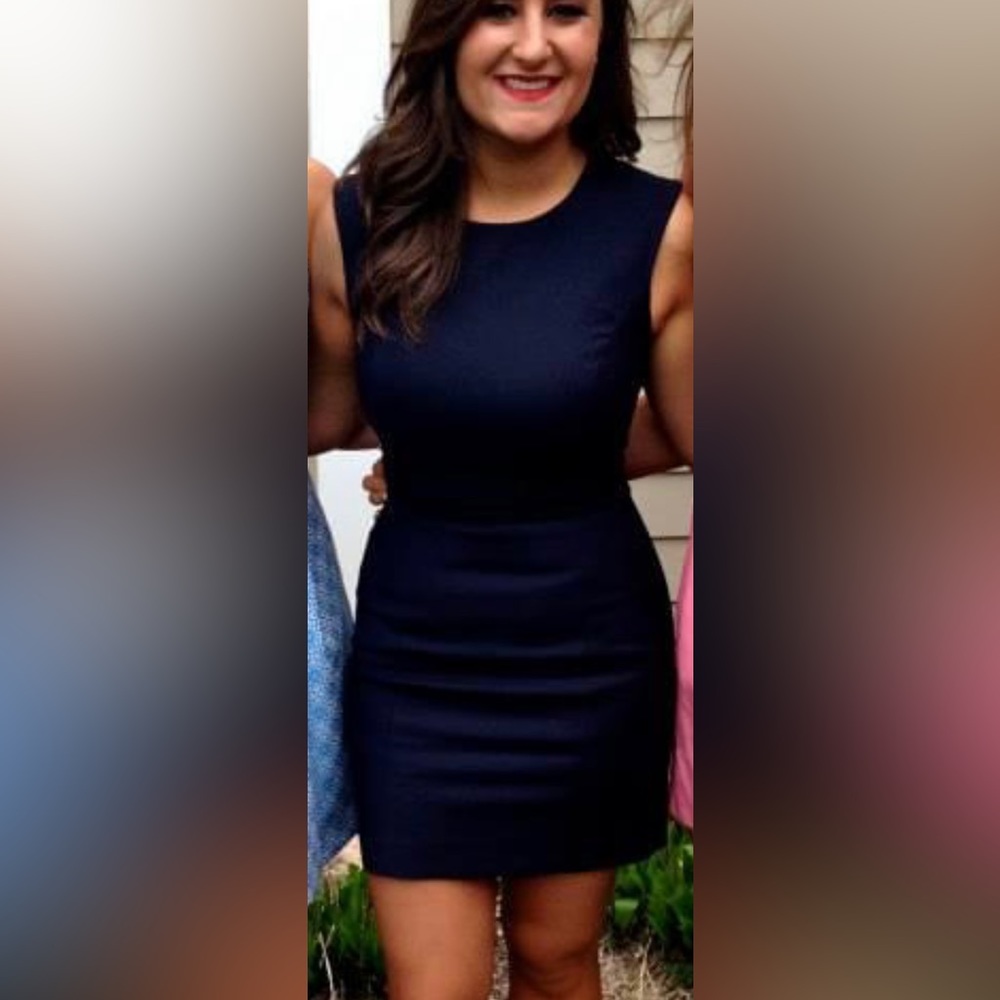 French connection navy blue fitted dress